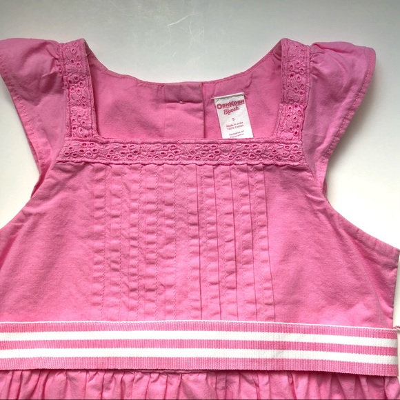 Oshkosh Pink Flutter Eyelet Dress - Girls 5 - Picture 2 of 8